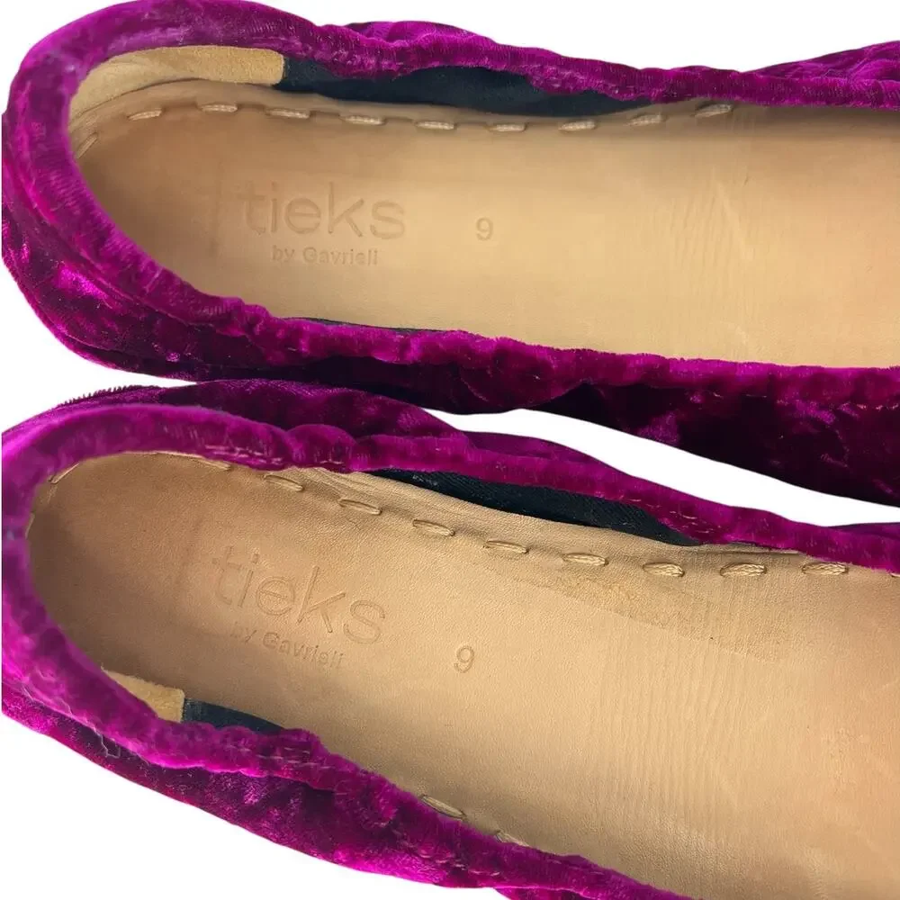 Tieks Tyrian Purple Crushed Velvet Ballet Flats Limited Edition 9 - Picture 12 of 13